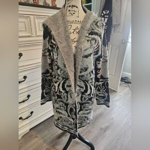 Cozy Open-Front Patterned Women's Stwater - Gray/Pink